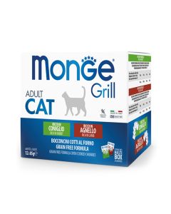 Monge Grill Multi Box - Rabbit and Lamb Adult Cat Food Pouches - 12 x 85 g