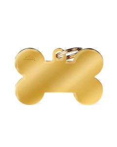 MyFamily Basic Bone in Gold Plated Brass Pet ID Tag - XLarge