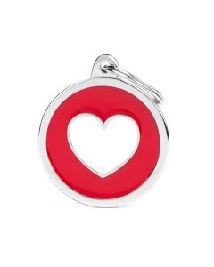 MyFamily Classic Big Red Circle with White Heart Pet ID Tag