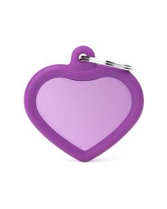 MyFamily Hushtag Purple Aluminum Heart with Rubber Pet ID Tag 