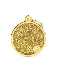 MyFamily Shine Gold Glitter Circle Pet ID Tag - Large