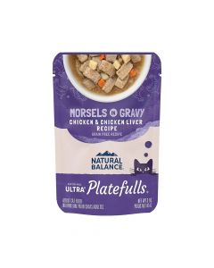 Natural Balance Platefulls Indoor Chicken & Chicken Liver in Gravy Cat Pouch - Pack of 24