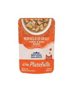 Natural Balance Platefulls Turkey and Duck Formula in Gravy Indoor Adult Wet Cat Food - 85 g - Pack of 24