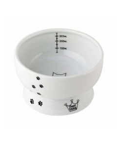 وعاء مياه مرتفع للقطط من نيكويتشي، حجم قياسي، أبيض