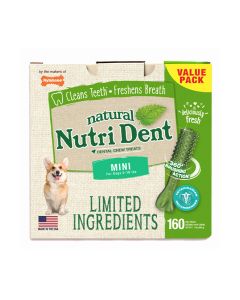 Nylabone Natural Nutri Dent Dental Chew Treats for Mini Dogs - 160 Ct