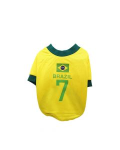 Olchi Brazil Football Jersey Dog T-Shirt - Yellow
