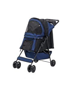 Pawise Foldable Pet Stroller, Red & Blue - 68L x 46W x 100H cm