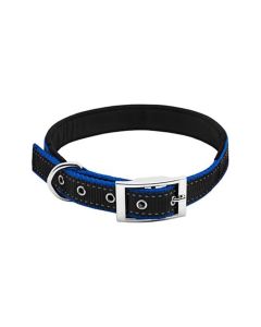 Pet Expert Reflective Padded Dog Collar - Blue/Black