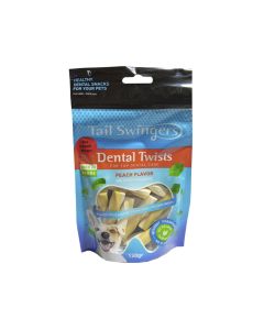 Pet Interest Tail Swingers Dental Twists Peach Small Dog Treats - 130 g