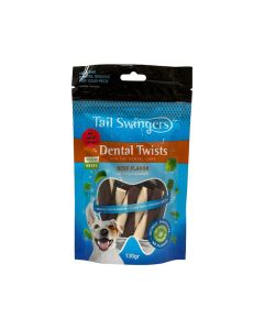 Pet Interest Tail Swingers Dental Twists with Beef Small Dog Treats - 130 g