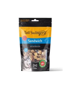 Pet Interest Tail Swingers Sandwich Duck And Fish Small Dog Treats - 100 g
