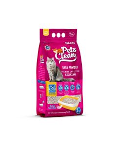 Pets Clean Baby Powder Scented Premium Cat Litter - 5 Liters