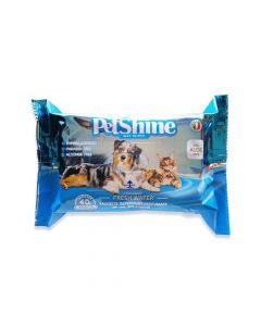 Petshine Fresh Water Fragrance Pet Wipes - 40 Pcs