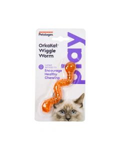 Petstages Orkakat Wiggle Worm Dental Cat Chew Toy - Orange