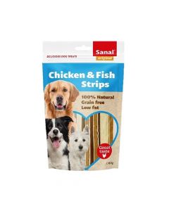 Sanal Chicken & Fish Strips Dog Treat, 80g