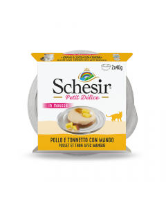 Schesir Petit Delice Chicken and Tuna with Mango Canned Cat Food - 2 x 40 g