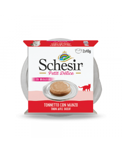 Schesir Petit Delice Tuna with Beef Canned Cat Food - 2 x 40 g