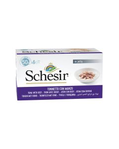 Schesir Tuna with Beef Fillets in Jelly Canned Cat Food - 50 g - Pack of 6