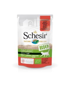 Schesir Bio Beef Cat Food Pouch - 85g - Pack of 12