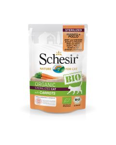 Schesir Bio Sterilized Beef And Chicken With Carrots Cat Food Pouch - 85g - Pack of 12