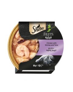 Sheba Filets with Chicken - Shrimp and Tuna Cat Food - 60 g - Pack of 16