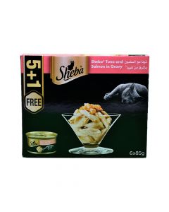 Sheba Flaked Tuna Topped with Salmon Cat Food - 85 g - 5 + 1 Free