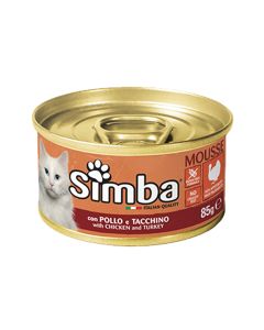 طعام معلب موس بالدجاج والديك الرومي للقطط من سيمبا - 85 جرام
