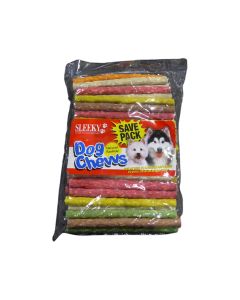 Sleeky Natural Rawhide Colored Sticks Dog Treats, 45 pcs