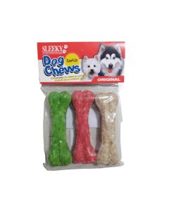 Sleeky Rawhide Original Colored Bones Dog Chews, 90g
