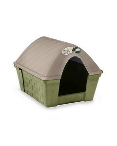 Stefanplast Happy Home Dog House, Medium, Grey/Pastel Green - 82L x 68W x 62H cm