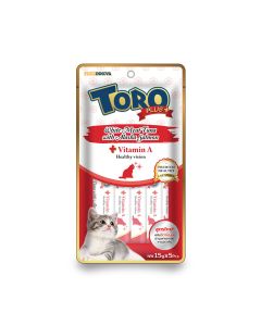 مكافأة لحم التونة الأبيض وسلمون ألاسكا للقطط من تورو بلس+ - 5 × 15 جرام