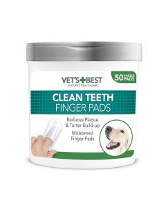 Vet's + Best Clean Teeth Finger Pads Dental Wipes for Dogs - 100 pcs