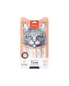 Wanpy Creamy Tuna and Salmon Lickable Cat Treats - 5 x 14 g