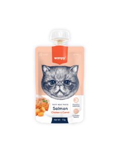 Wanpy Tasty Meat Paste Salmon, Chicken with Carrot Lickable Cat Treat - 90 g