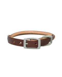 Weaver Pet Bridle Leather Rolled Dog Collar - Brown - 3/4W x 17L inch