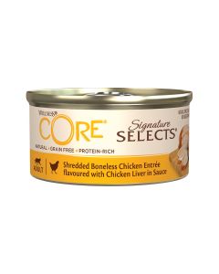 Wellness Core Signature Selects Shredded Boneless Chicken Entree Flavoured with Chicken Liver in Sauce Canned Cat Food - 79g - Pack of 24