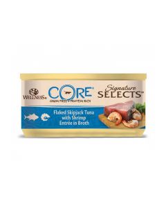 Wellness CORE Signature Selects Flaked Skipjack Tuna with Shrimp Entree in Broth for Cat - 79g - Pack of 12