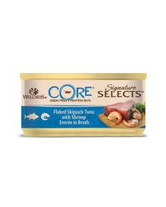 Wellness Core Signature Selects Flaked Skipjack Tuna with Shrimp Entree in Broth Wet Cat Food - 79 g - Pack of 24