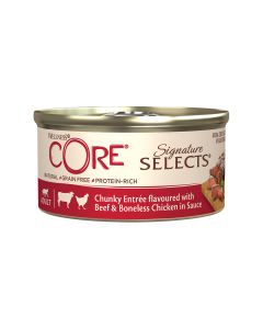 Wellness Core Signature Selects Chunky Entree with Beef and Boneless Chicken in Sauce Canned Cat Food - 79g - Pack of 24