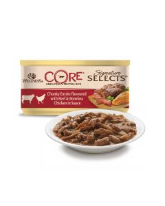 Wellness Core Signature Selects Shred Chunky Beef & Chicken in Sauce Cat Wet Food - 79g - Pack of 24