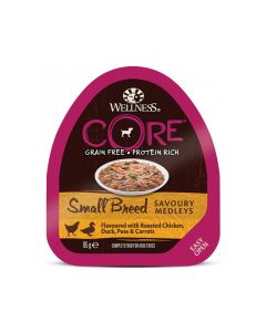Wellness CORE Small Breed Savoury Medleys Flavoured with Chicken - Duck - Peas & Carrots - 85g - Pack of 12