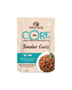 Wellness Core Tender Cuts Chicken and Salmon in Gravy Cat Food Pouches - 85 g - Pack of 8