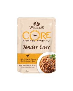 Wellness Core Tender Cuts With Chicken and Chicken Liver Wet Cat Food - 85 g - Pack of 8