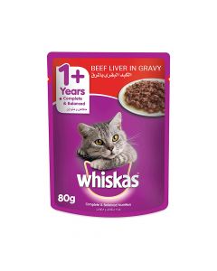 Whiskas Beef Liver in Gravy Wet Cat Food Pouch - 80 g