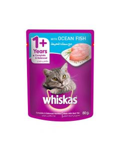 Whiskas Ocean Fish With In Jelly Adult Cat Food Pouch - 80g - Pack of 24